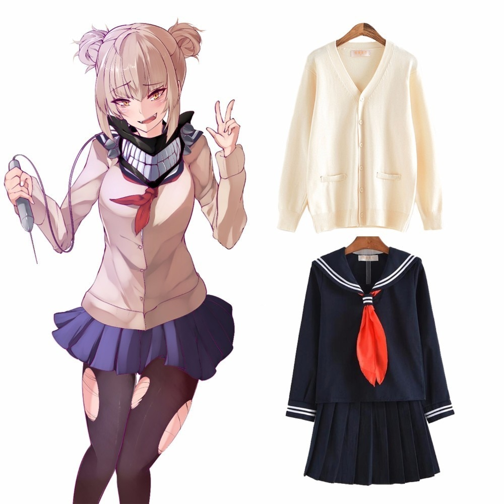 My Hero Academia Himiko Toga Sailor Suits with Cardigan Uniform Costume ...